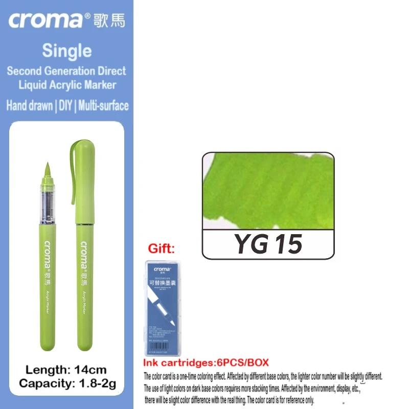 Croma 160/1 Farben Nachfüllbares Direktflüssig-Acrylmarker-Set mit Weicher Spitze, Waschbarer Aquarellpinsel Schulausstattung