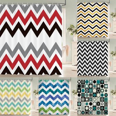 High Quality Geometric Pattern Printed Fabric Shower Curtains Bathtub Waterproof Products Bathroom Decor with 12 Hooks