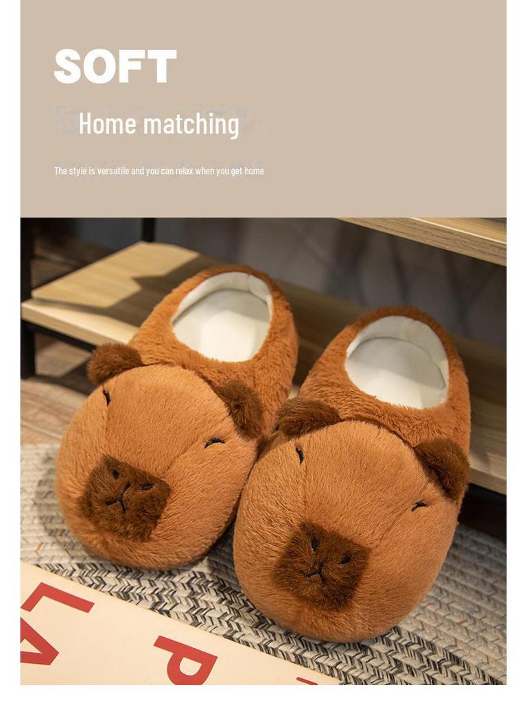 Cozy Capybara Slippers: Warm, Non-Slip Cotton Shoes for Indoor Winter Wear and Doll Play for Girls