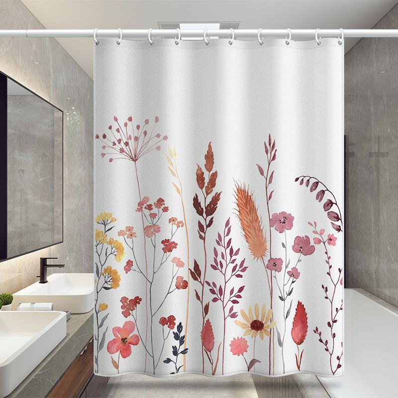 Bathroom Thickened Waterproof Curtain Mildew Proof Shower Curtain Shower Partition Curtain Shower Curtain Bathroom Curtain Free Perforation