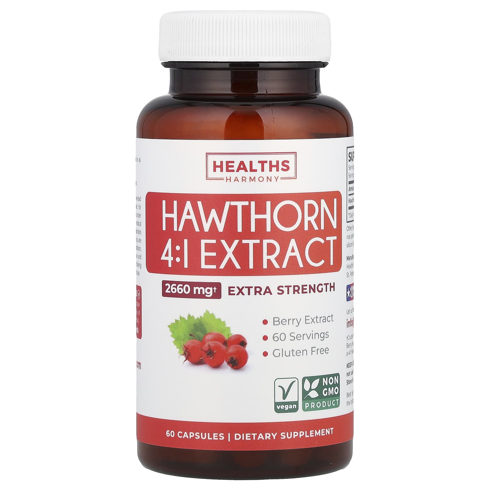 

Hawthorn 4:1 Extract, 2,660Mg, 60 Capsules