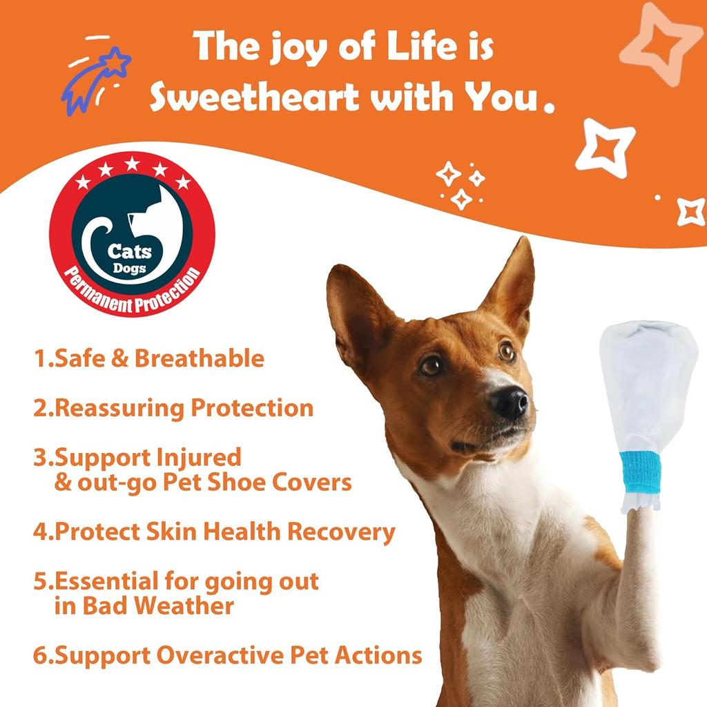 22Pcs Disposable Dog Boots, Cat & Dog Foot Towel, Adjustable Self-Adhesive Foot Cover, Pet Waterproof Foot Cover, Large, Medium and Small Size Pet