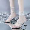 Rhinestone Serpentine Winding Sandals Female Flat Bottom One Word with Low Heel Explosion 2025 New Fairy Wind Roman Crystal Shoes