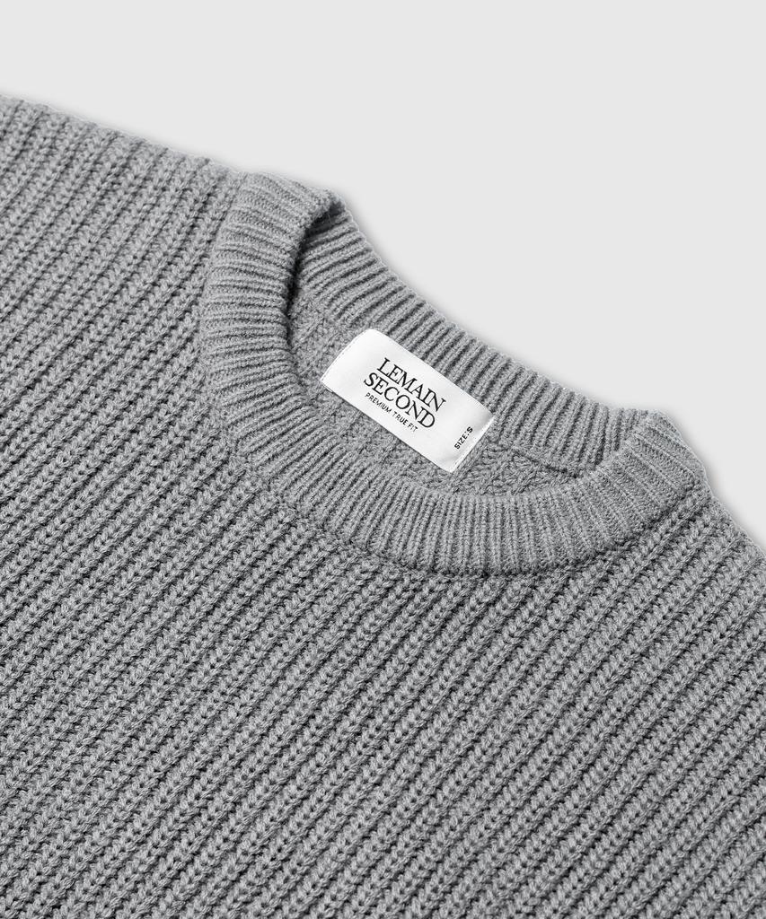 LEMAIN SECOND Oversized Voluminous Washable Crew Neck Hacci Knit [Gray]