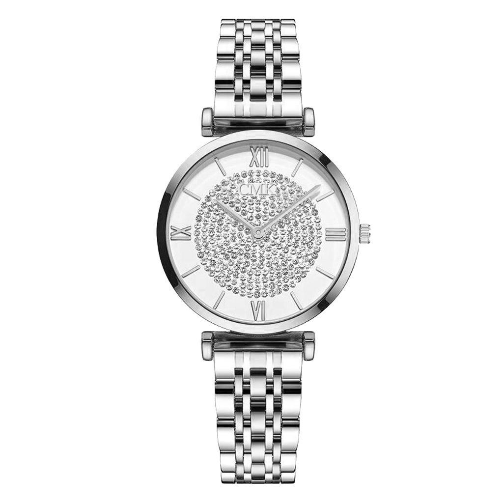 Gold Quartz Watch, Simple Watch With Fashion Temperament, Classic Dial Alloy Steel Belt Women'S Watch
