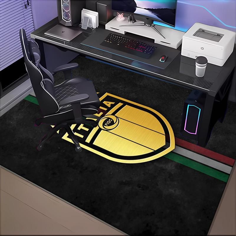 Italian Football Crest Printed Office Carpet Chair Cushion Entryway Rug, Rugs for Living Room, Bedroom Christmas gifts
