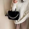 Women's Faux Fur Pearl Crossbody Tote - Autumn/Winter Collection