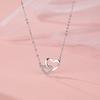 New Heart-shaped Interlocking Necklace with a Light Luxury and Sweet Temperament Collarbone Chain