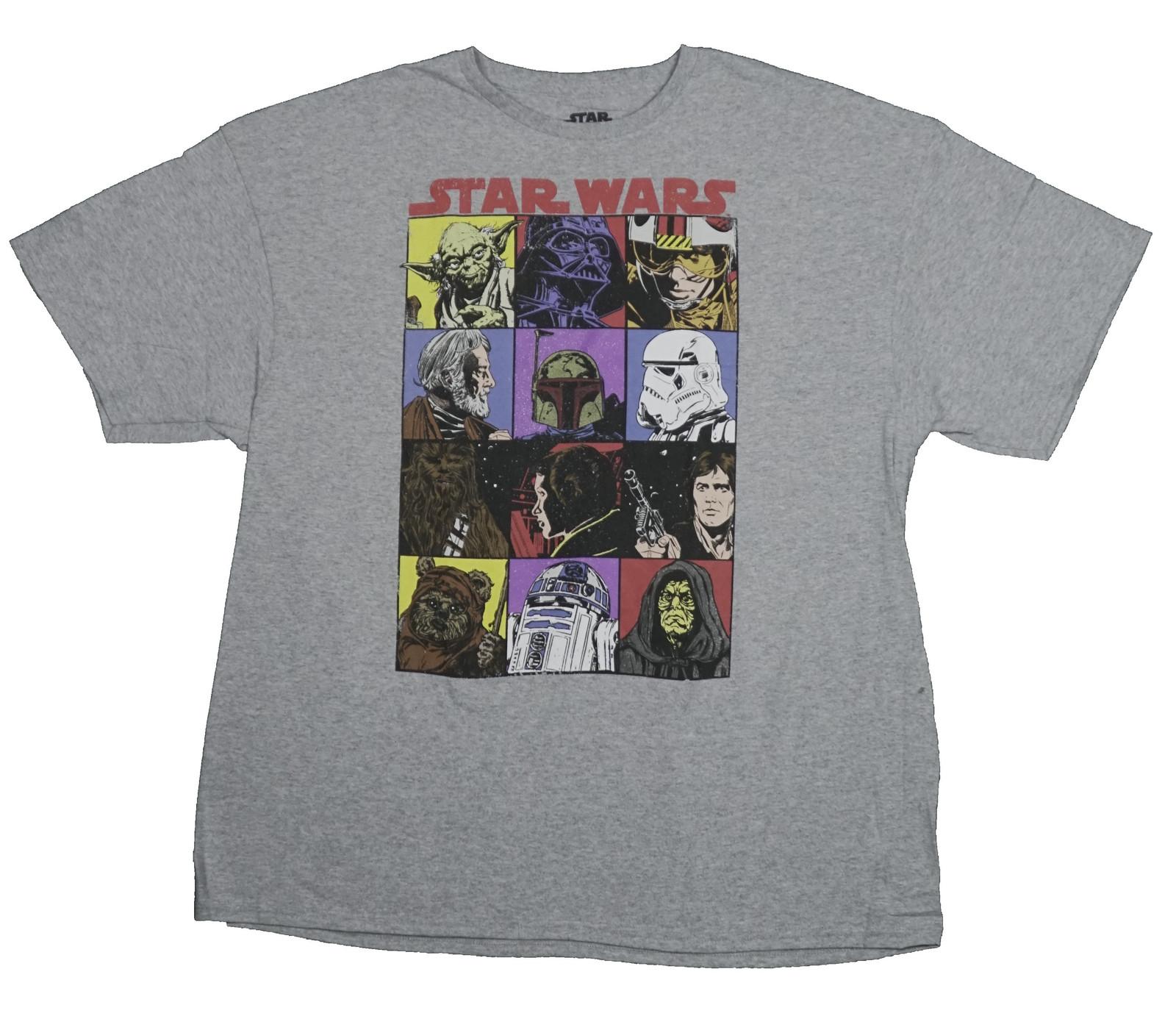 Star Wars Mens T-Shirt - Distressed Classic Trilogy Comic Character Boxes XXL