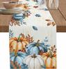 Fall Orange Blue Pumpkins Table Runner Holiday Party Decor Reusable Kitchen Dining Table Runner Autumn Thanksgiving Decorations
