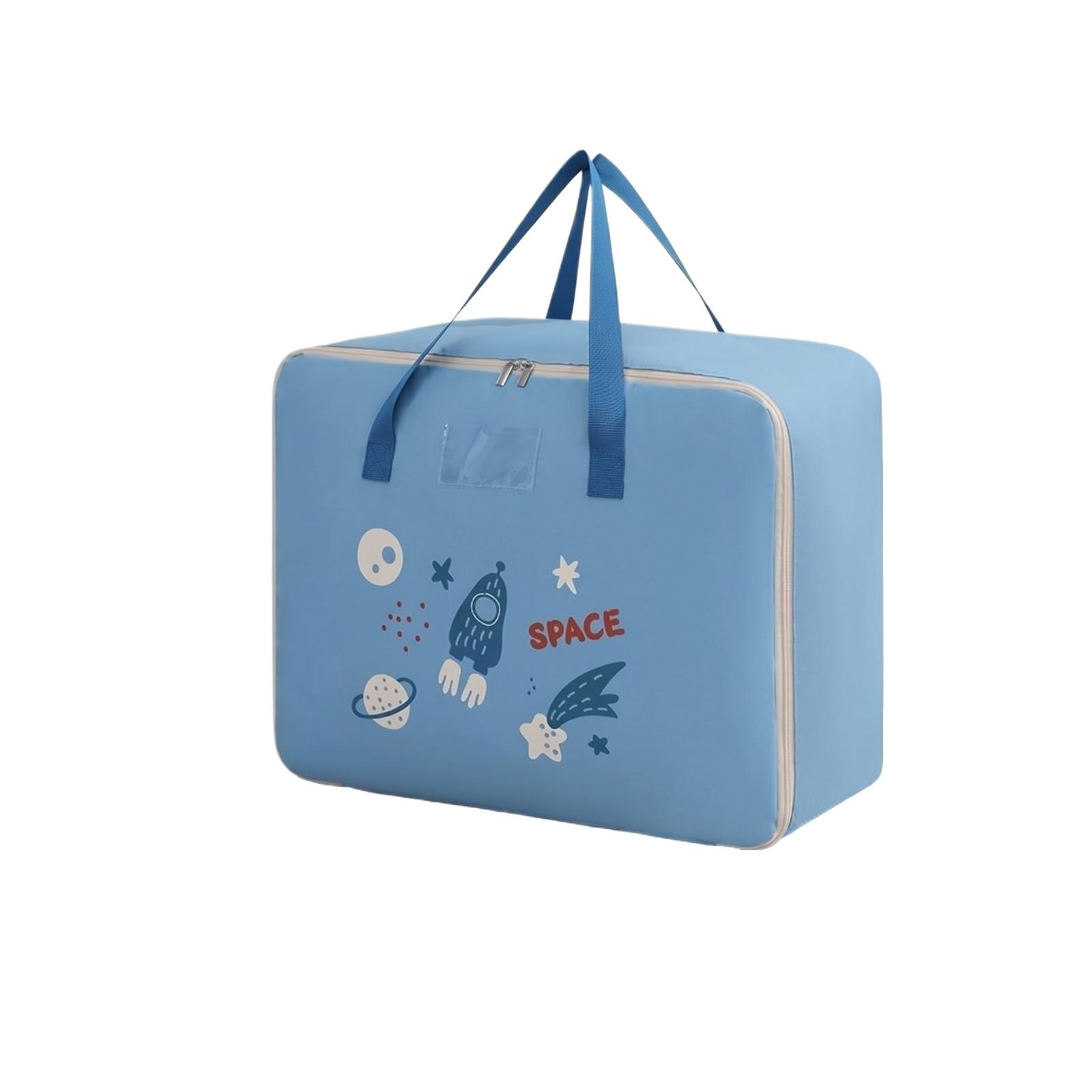 

Children Bedding Storage Bag Small Size Lightweight Portable Quilt Organizer with Handle for Travel Nursery Bedding Storage and Packing one size синий