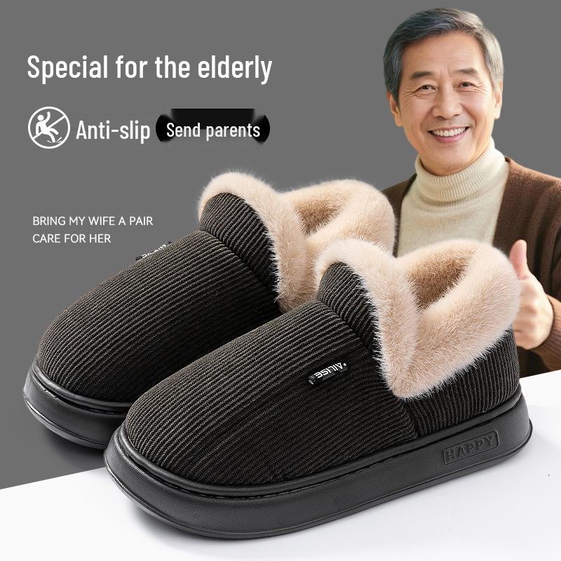 Men's Non-Slip Cotton Slippers - 2025 Autumn/Winter Indoor Warm Wrap-Heel for Seniors