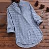 Women's Casual Loose Plaid Long Sleeve Pocket Plaid Lapel Vintage Shirt