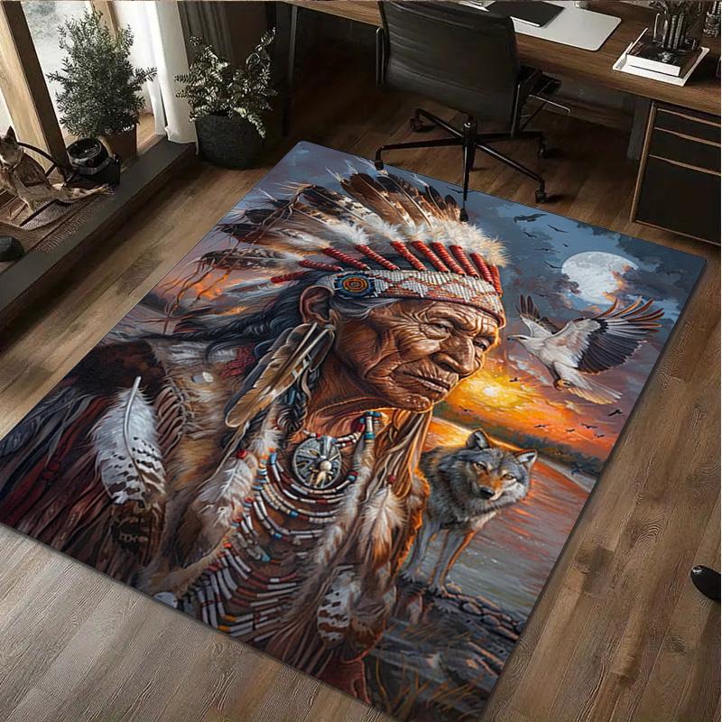 Native American Print Rug - Home Decoration Carpet For Living Room Bedroom Flooring Computer Chair Area Rug