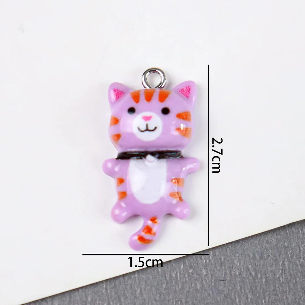 DW08 20 Stück 15x28mm Tollpatschig Entzückende Persönlichkeit Cartoon Niedliches Katzen-Design 3D Harz Tieranhänger DIY Armband Handgemachter Schmuck