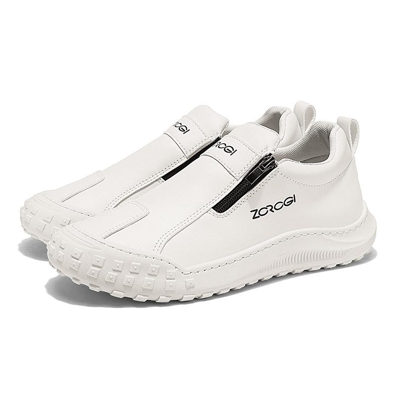 New labor insurance men's shoes lazy zipper one pedal kitchen waterproof and non-slip work board shoes casual leather shoes