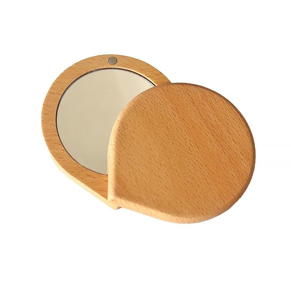 Foldable Wood Makeup Mirror Rotatable Small Mirror Portable Pocket Mirror  Outdoor