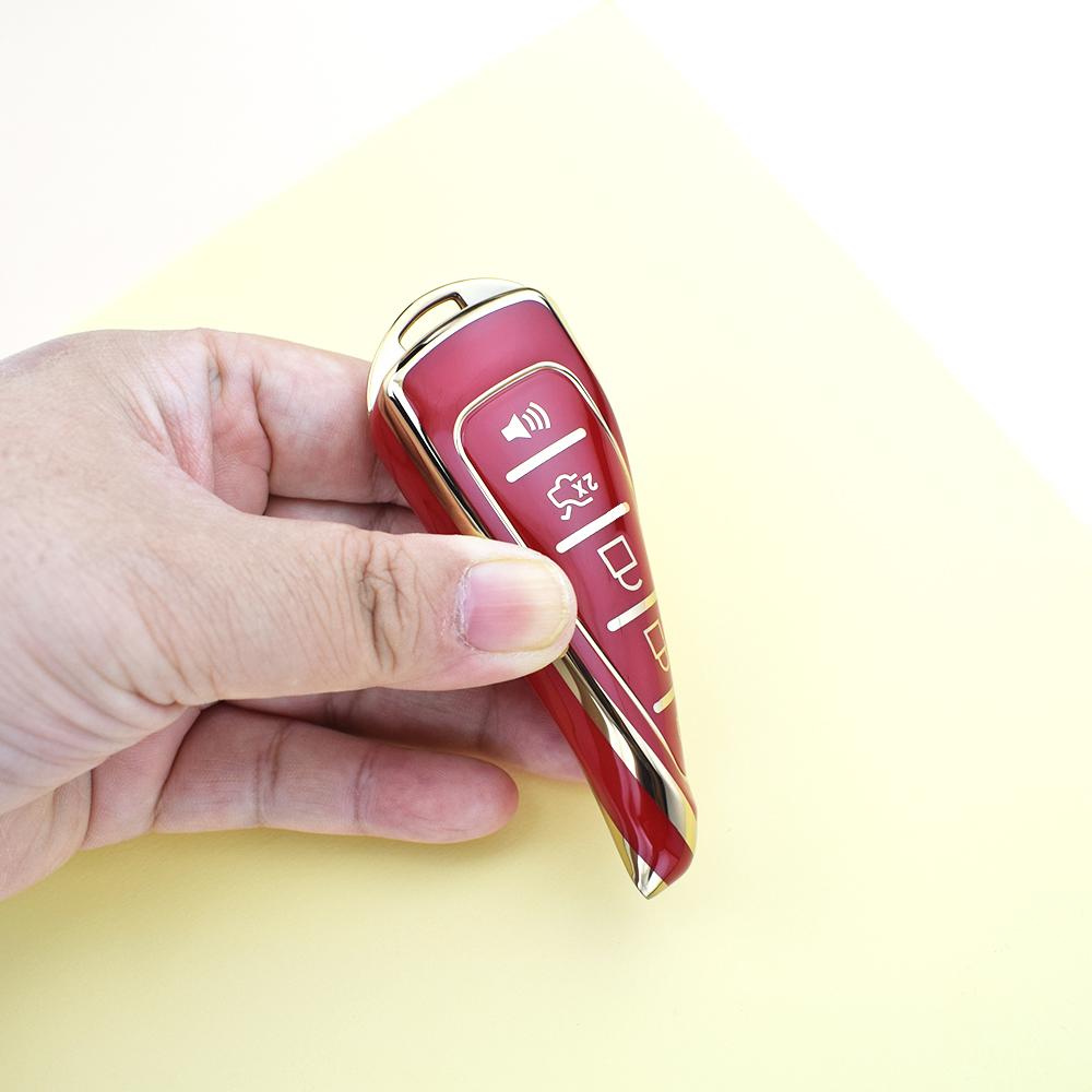 5 Buttons Fashion Gold Edge TPU Remote Key Cover For Ford Edge Escape Expedition Explorer Focus Taurus Flex C-MAX Fob Case Shell Protector