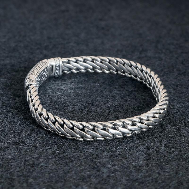 2026 Ethnic Style Back Pattern Glossy Handmade Bracelet Masculinity Retro Punk Style Woven Thick Bracelet