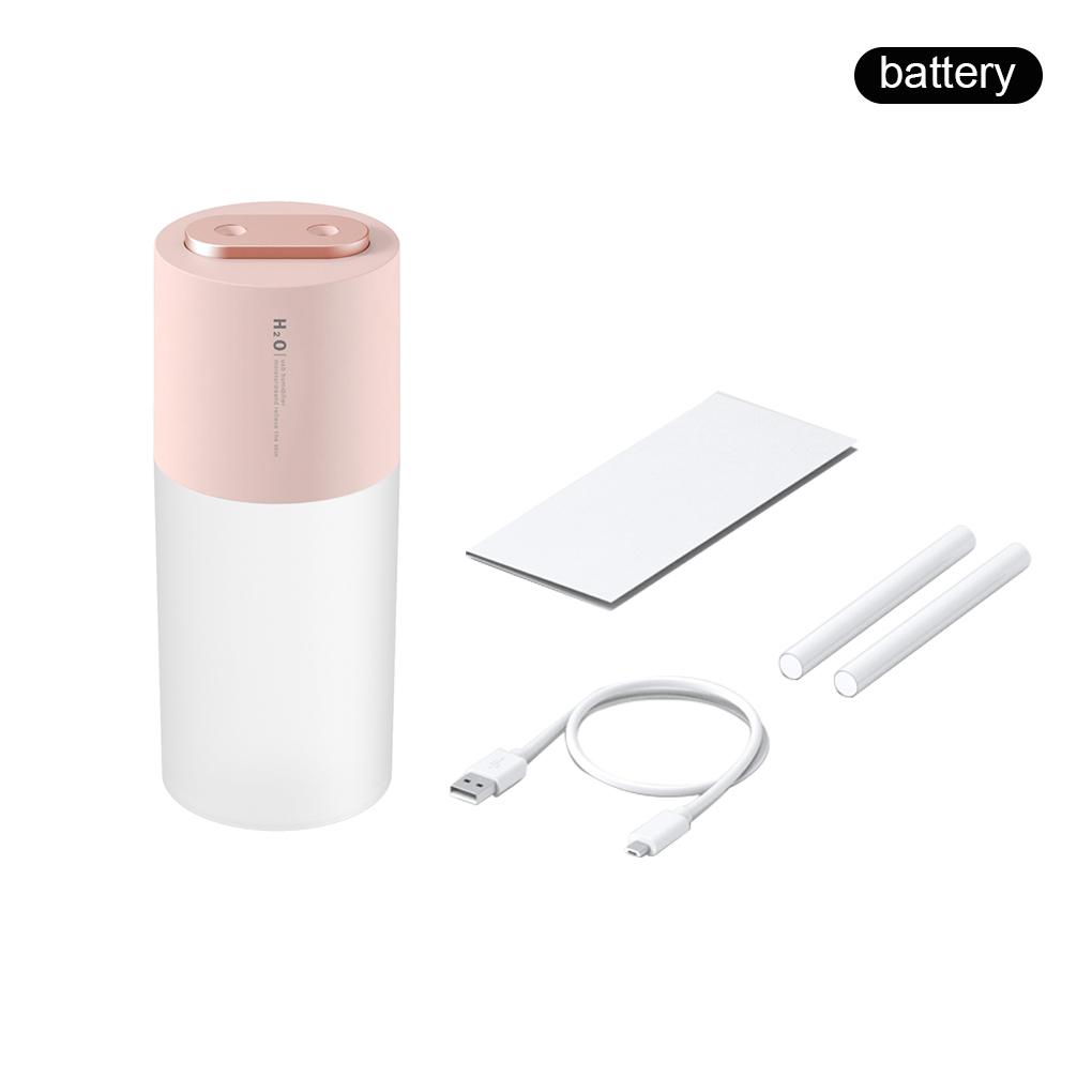 Humidifier Dual Sprayer Diffuser 3W 400ml Adjustable Air Humidifier for Home Car, White, USB