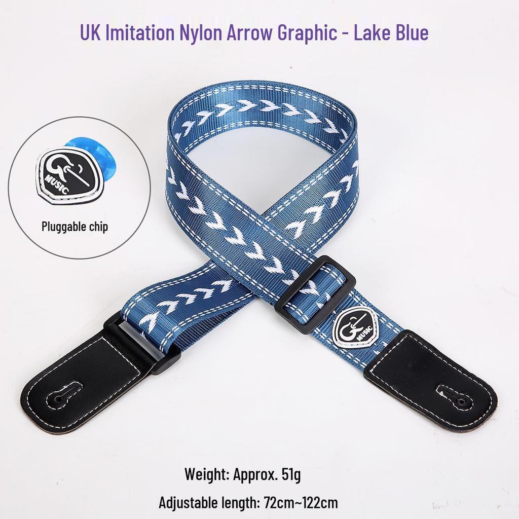Ukulele and Guitar Strap - Striped Polyester Cotton with Thickened PU Leather