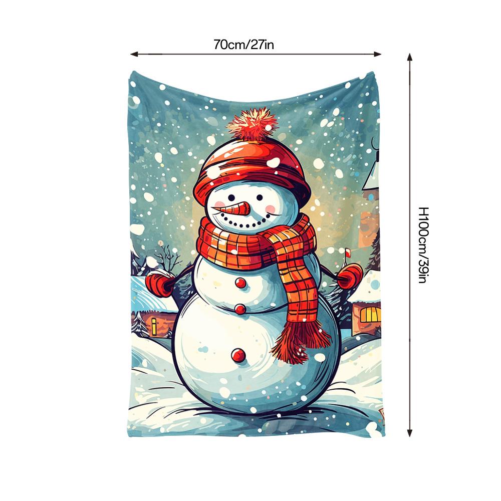 Tuniu Cute Snowman Winter Fleece Blanket Sofa Bed Room Throw Soft Warm Decorative Gift