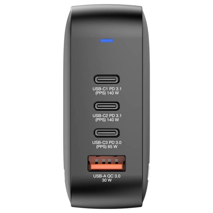 Verbatim Mini GaN Charger Adaptateur de voyage 165 W 1x USB-A, 3x USB-C® Power Delivery, USB PD 3.1, QC 3.0 noir charge