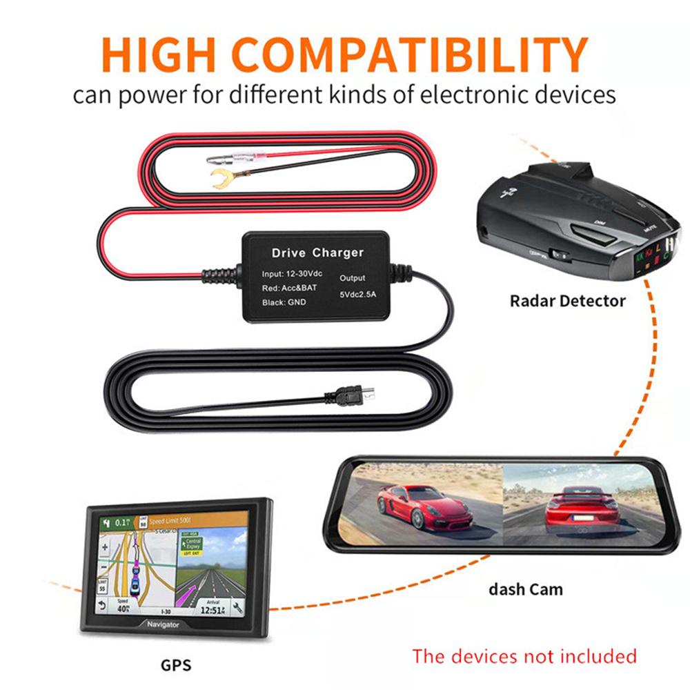 Car Dash Cam DVR Hardwire Kit Video Recorder Mini/ Micro USB Charger Line Kit