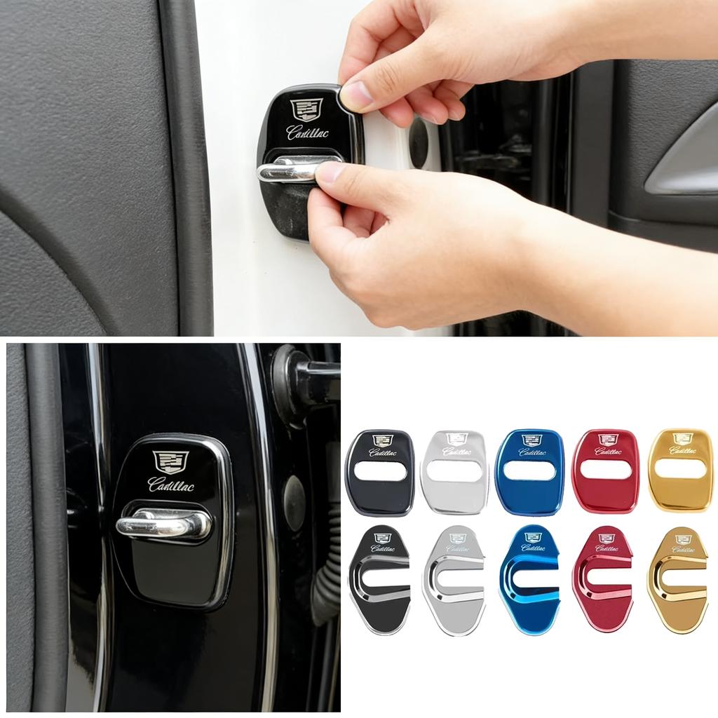 4Pcs Car Logo Door Lock Protector Stickers for Cadillac CTS CT4 CT5 CT6 XT4 XT5 XT6 Anti-Rust Cover Accessories svagd99