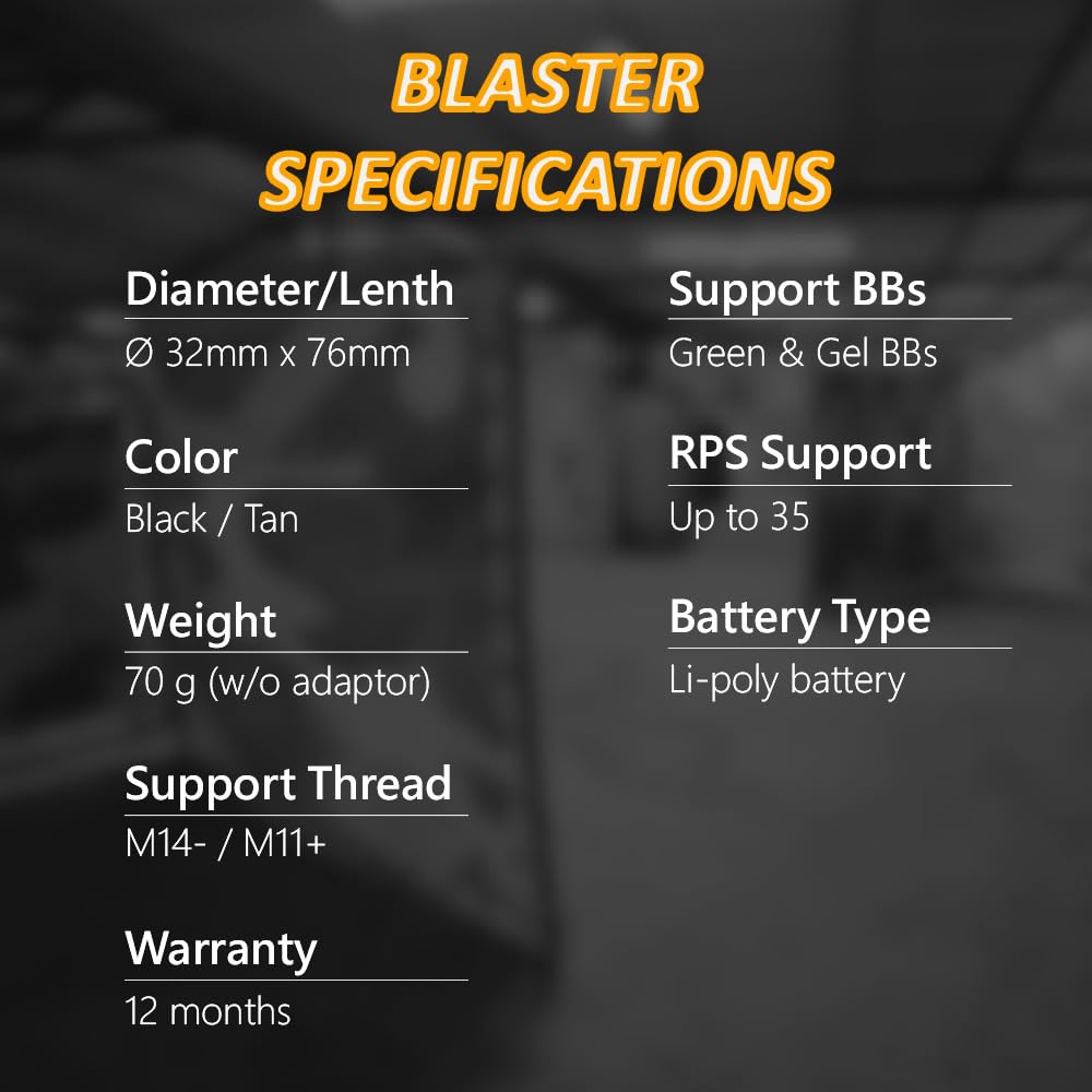 ACETECH Tracer Unit Blaster 14mm CCW Negative Thread M14- to M11+ Green BB/Gel BB LED RGB/Flare/Beam Lighting Effects (Sand)