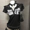 Girls Y2K Tees Button V Collars Black Fashion T-shirts For Women Party Club Wear