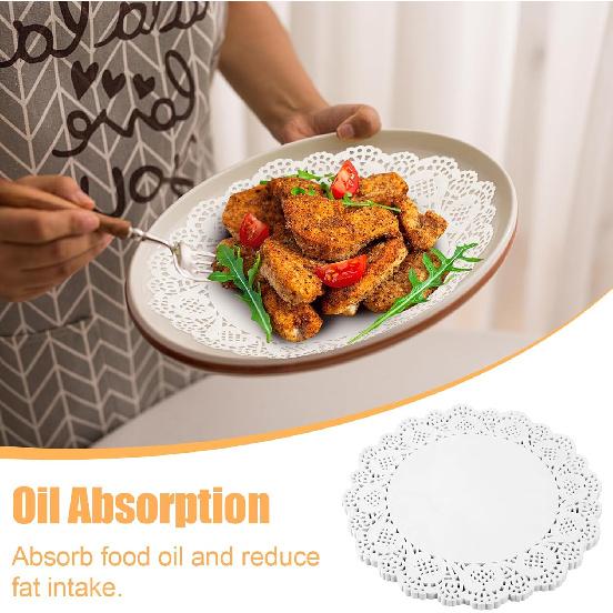 100 Pieces Paper Doilies, 12 Inch Doilies for Food, Disposable Lace Paper Doilies for Tables, Round Paper Placemats Bulk for Cakes Desserts Crafts