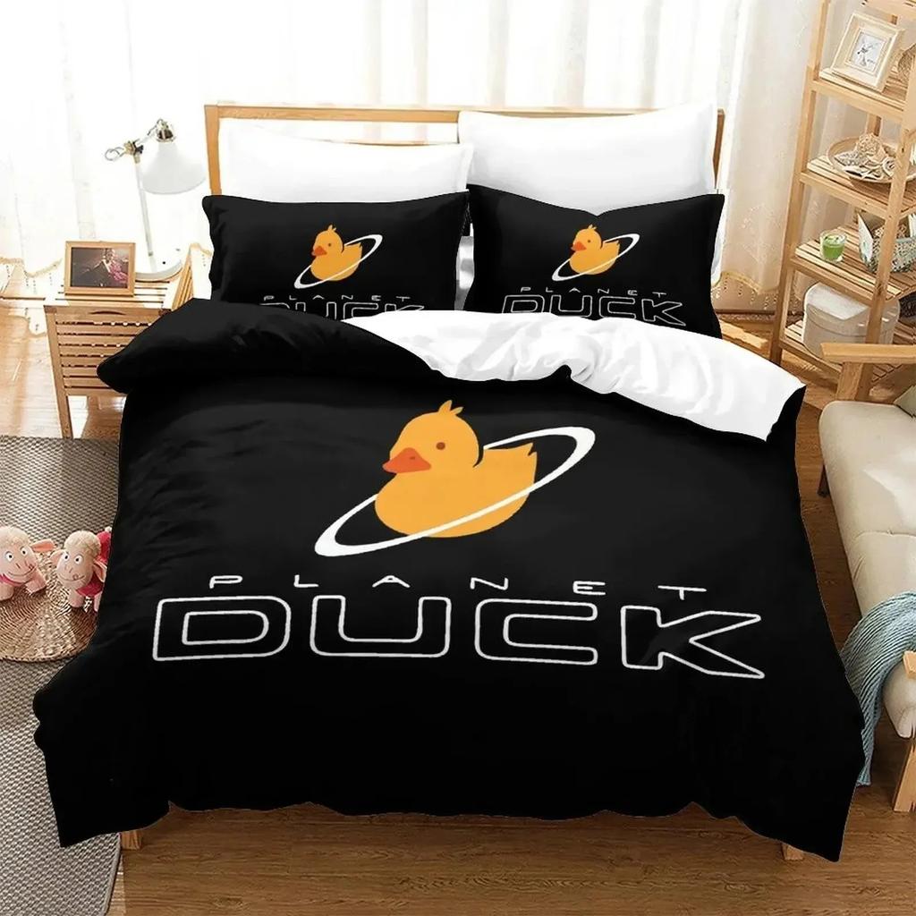 Set de lenjerie de pat 3D Cartoon Quackity Duck Husă de plapumă Set de pat Husă de pilotă Față de pernă Plapumă King Queen Size Set de lenjerie de pat pentru băieți adulți