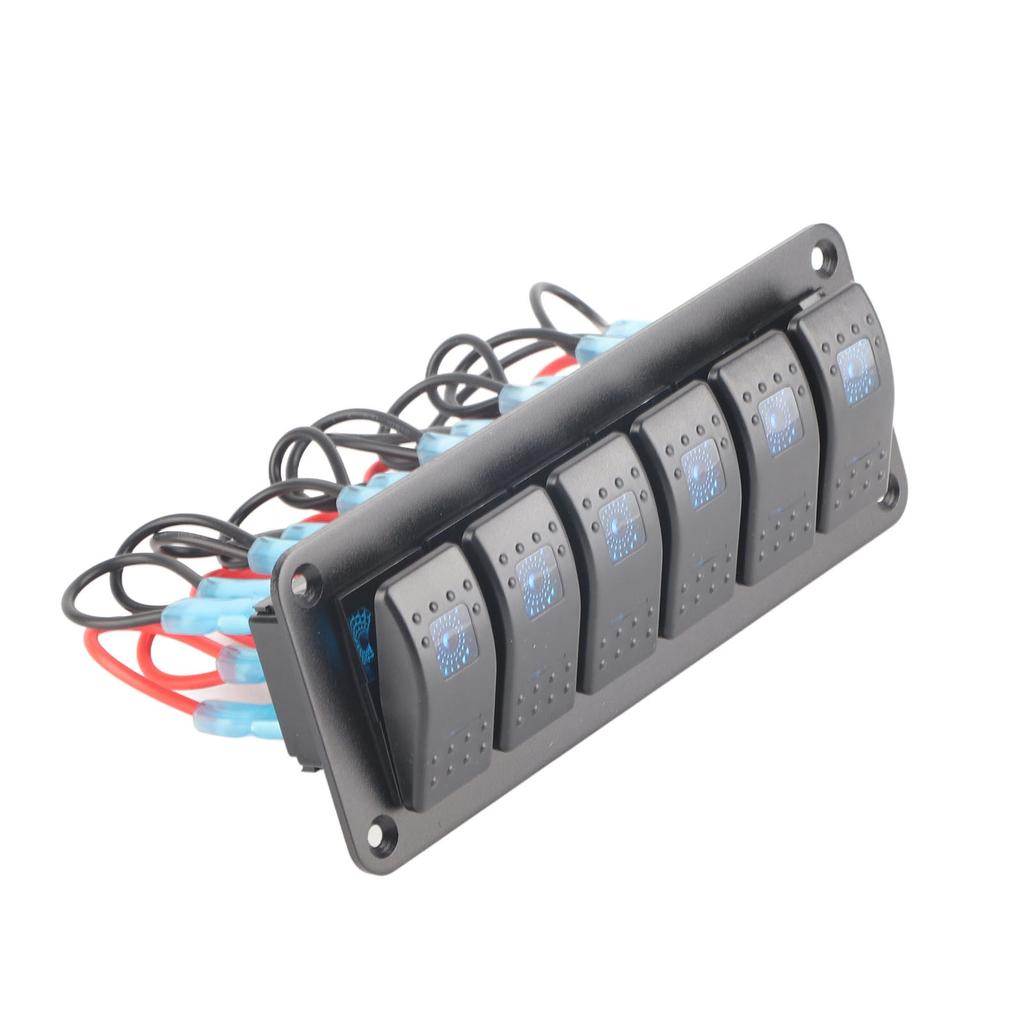 לוח מתגי רוקר 6 מצבים מואר LED מתג הפעלה/כיבוי עמיד למים הגנת מעגל למכונית קרוואן אוטובוס ימי סירה טרקטורון UTV