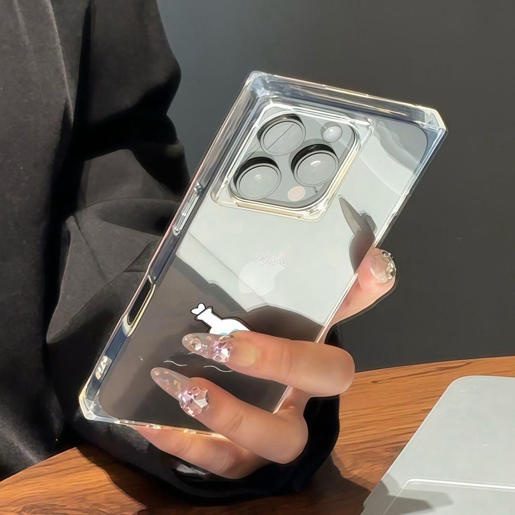 Clear Square Back Tube Case Protection For iPhone 14 Pro Max 16 ProMax 13 12 15 Plus 11 Heart Bottle Pattern
