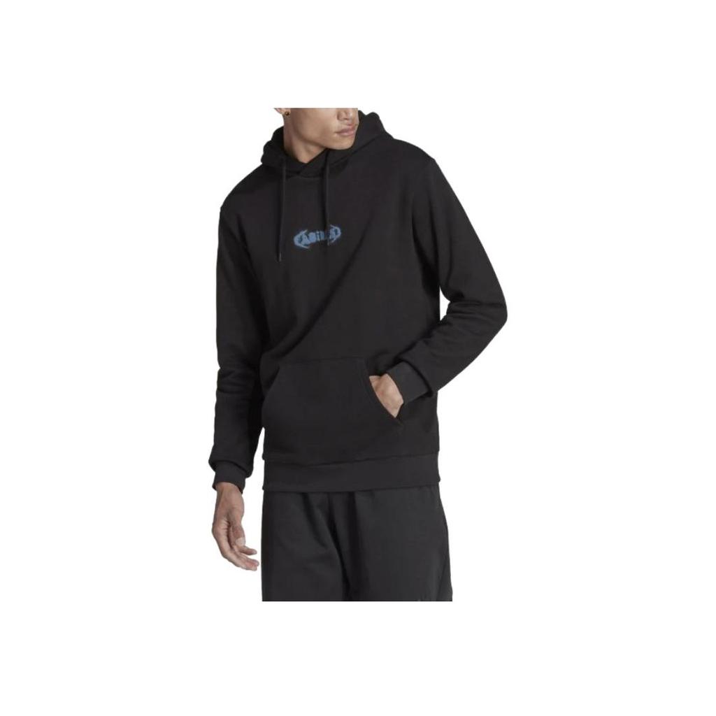 adidas Originals Egaron Solid Color Printed Hoodie Men Hoodies Black HL9243