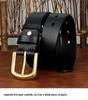 Men's Genuine Leather Belt with Solid Brass Buckle - European Retro Style, Durable Cowhide Waistband