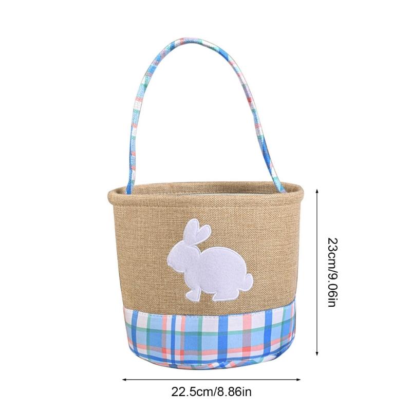 Reusable Striped Easters Decoration Basket Featuring Rabbit Patterns For Treat Storage And Tabletop Displays