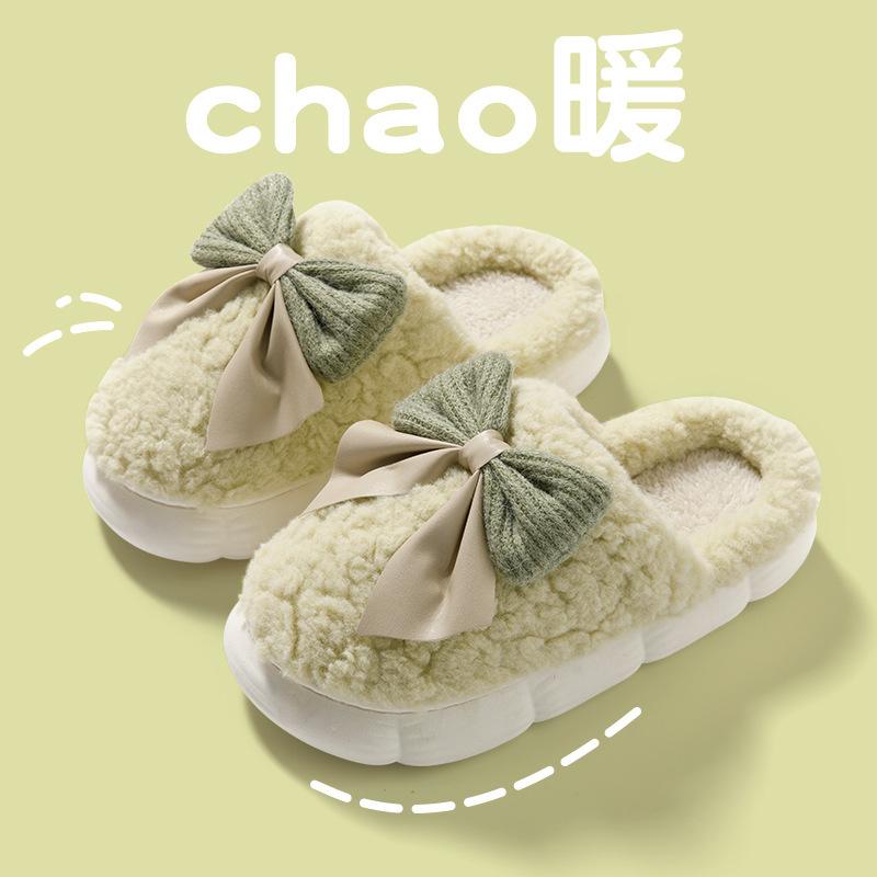 Cotton slippers autumn and winter household plush couple warm non-slip home shoes supermarket