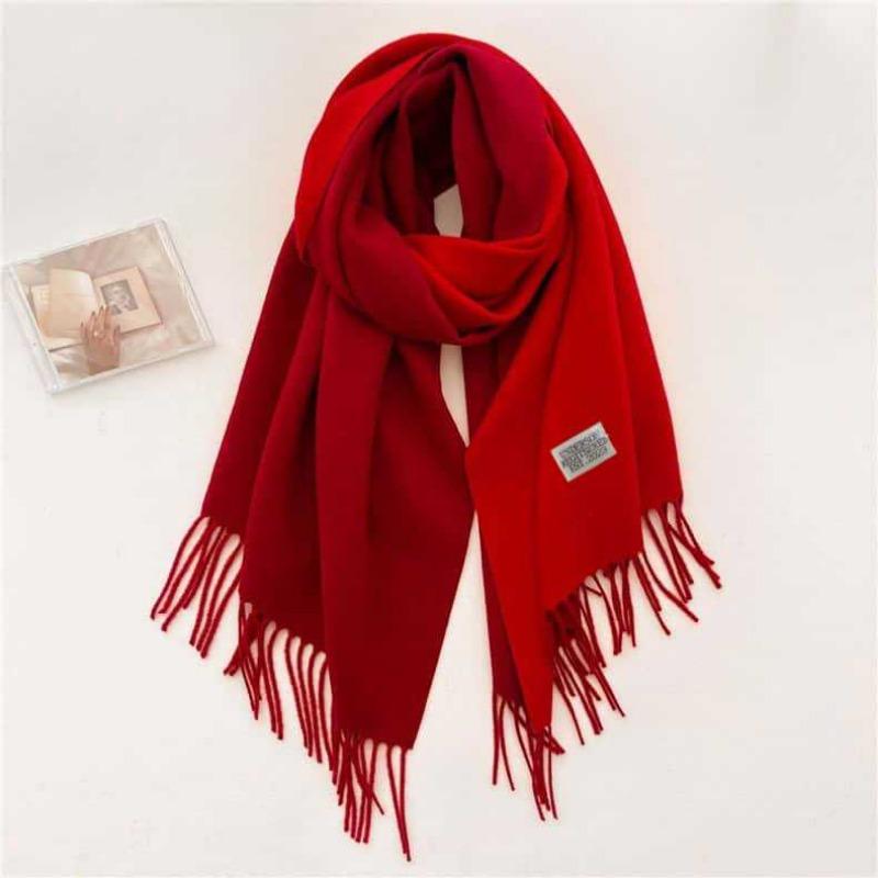 Autumn and winter new solid color cashmere scarf women's high-end sense thickened warm double-sided two-color fringed shawl scarf