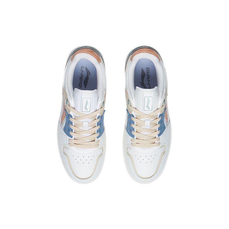 Li Ning Tian Ji Classic Versatile Non-Slip Wear-Resistant Low-Top Skate Shoes Men Sneakers White Blue Light-Brown AGCP299-16