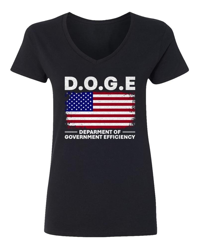 Trump Dept. of Government Efficiency DOGE Musk Vivek Ladies  V-Neck Tshirt Unisex T-Shirt L
