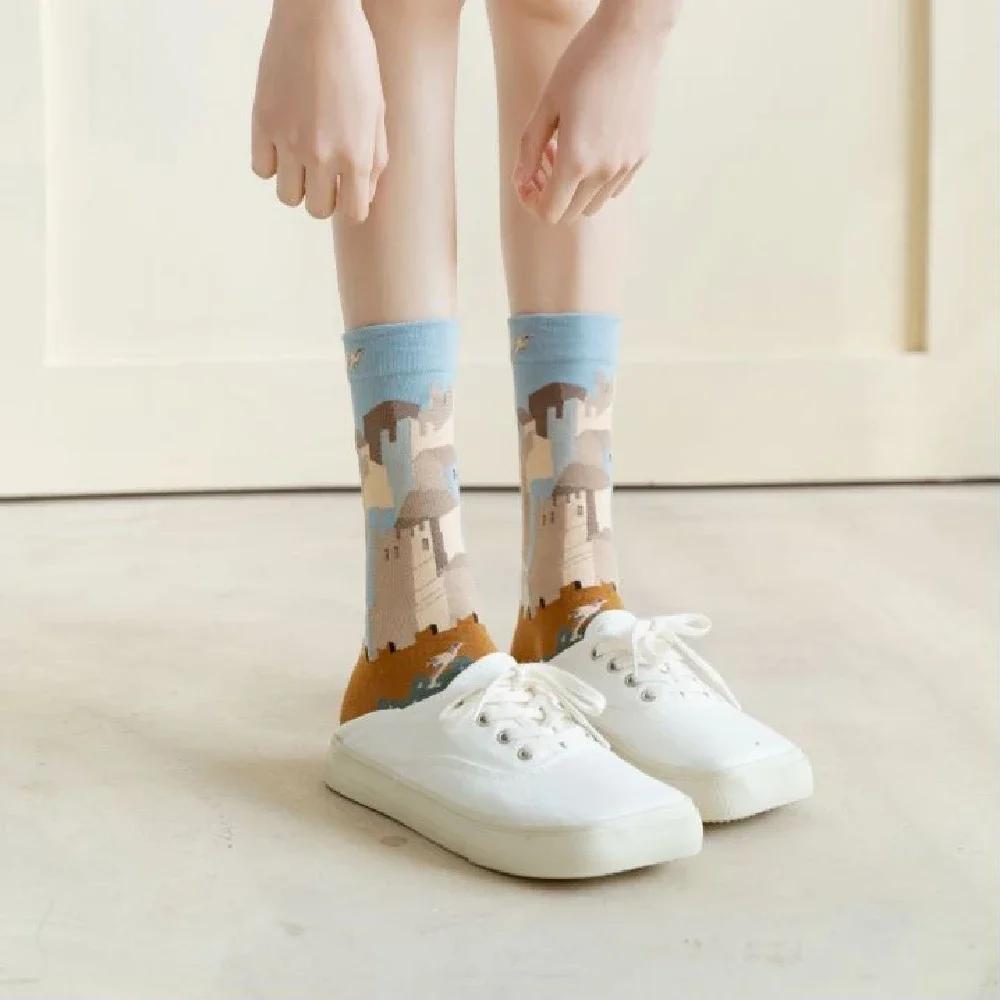 Colorful Cartoon Creative Fashion Vine Graffiti Novelty Men Women Socks Winter Warm Comfortable Cotton Sokken Dropship