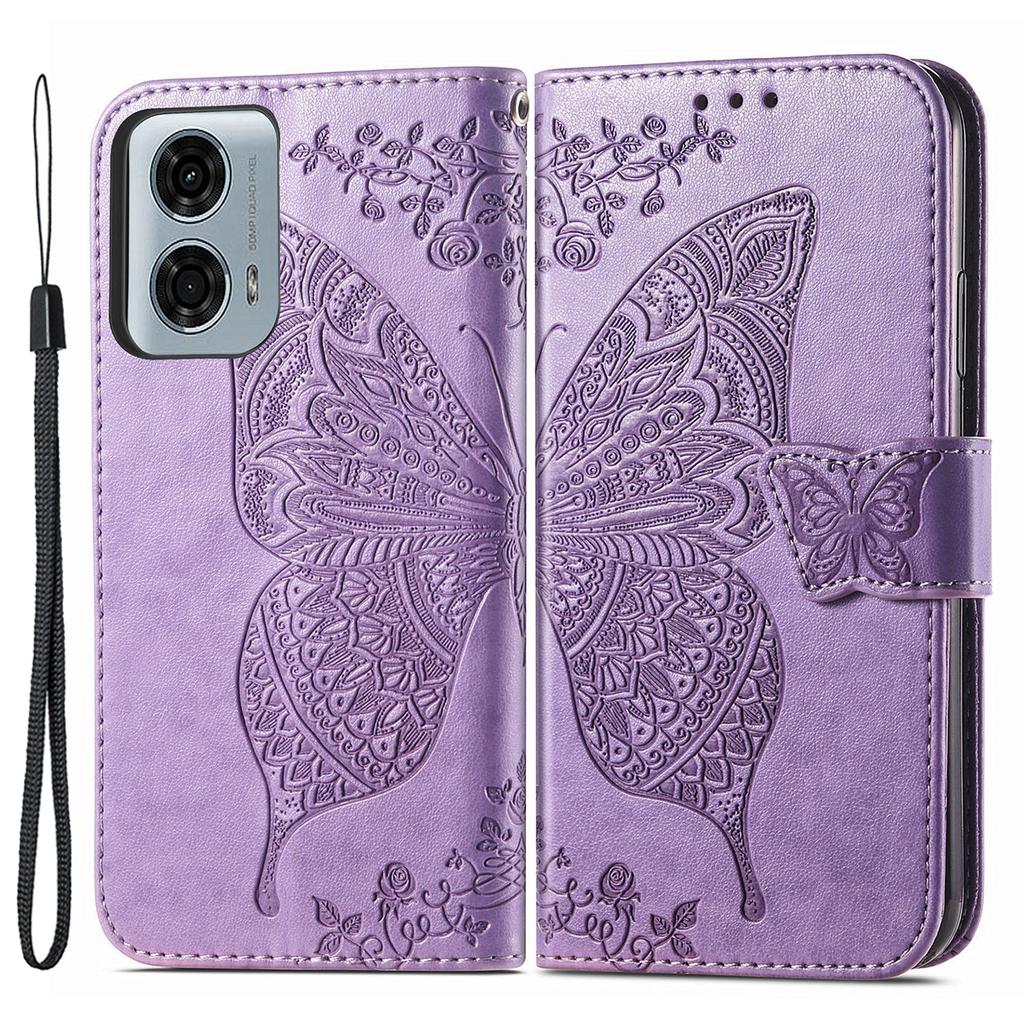 For Motorola Moto G24 Power Case Floral Butterfly PU Leather Flip Phone Cover