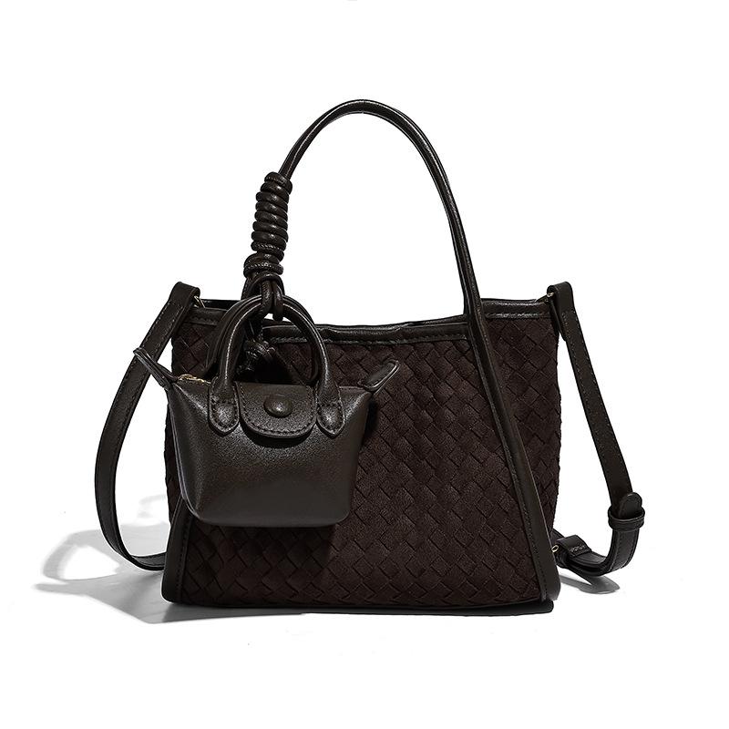 2025 New Matte Handwoven Handbag Fashion Basket Shoulder Crossbody Bag Shopping Tote Mother Bag