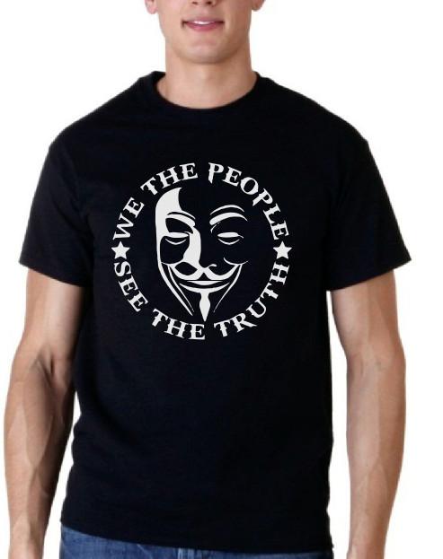 We the people Anonymous Guy Fawkes T shirt tee M