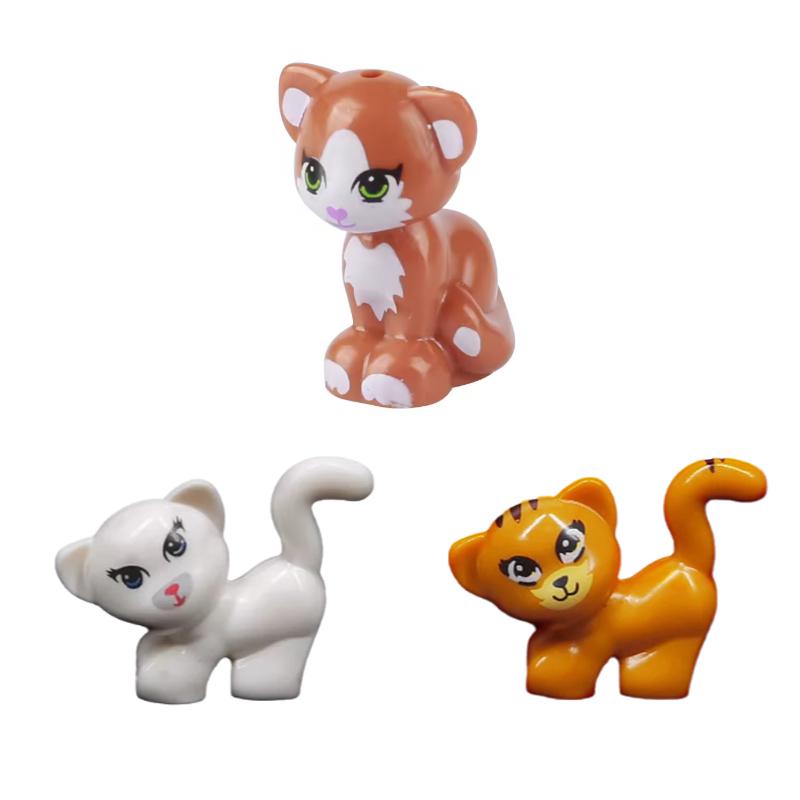 MOC Tier Szene Bausteine Katzen Hunde Schafe Schweine Hühner Adler Papageien Delfin Zoo Rahmen Zubehör DIY Spielzeug Steine T14