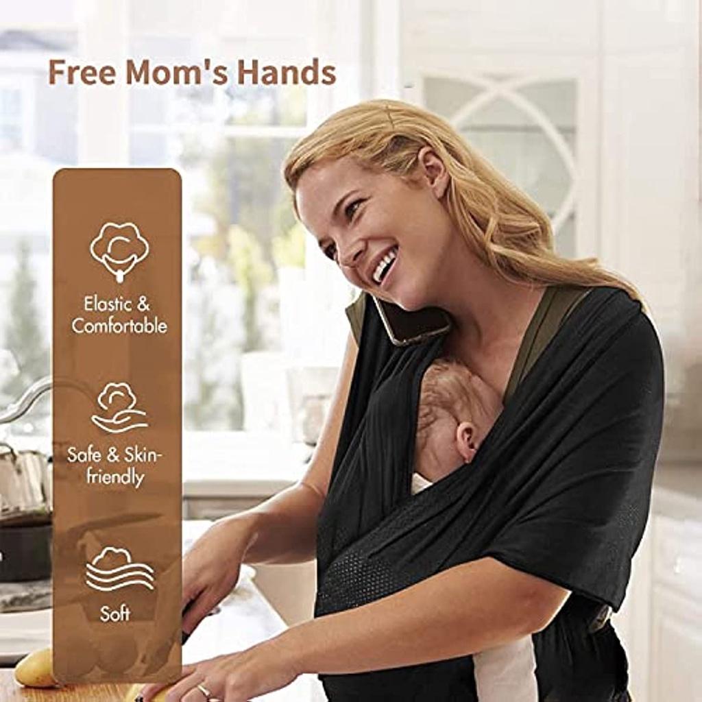 Fascia Porta Bebè Ergonomica Facile da Indossare Rete Morbida Leggera Traspirante Perfetta per Neonati Fino a 18 KG Lunghezza 5M Con Borsa per il Trasporto