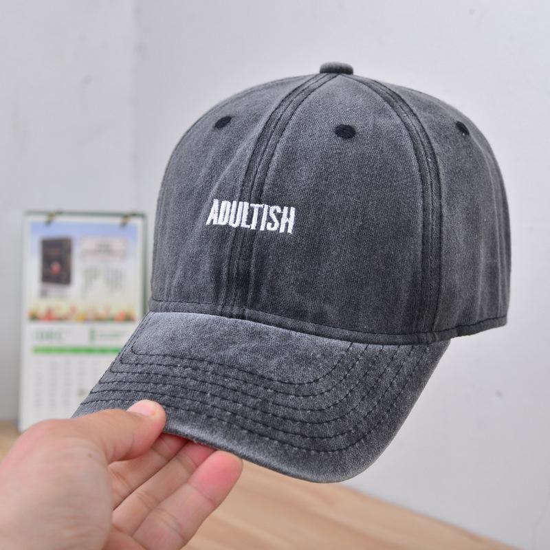 Washed Solid Color Embroidered Baseball Cap Spring and Summer American Retro Old Baseball Cap Men