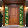 Green and Gold Graduation Decorations Class of 2026 Hanging Grad Banner - green Gold Congrats Grad Banner Porch Sign for Front Door, Graduate Door